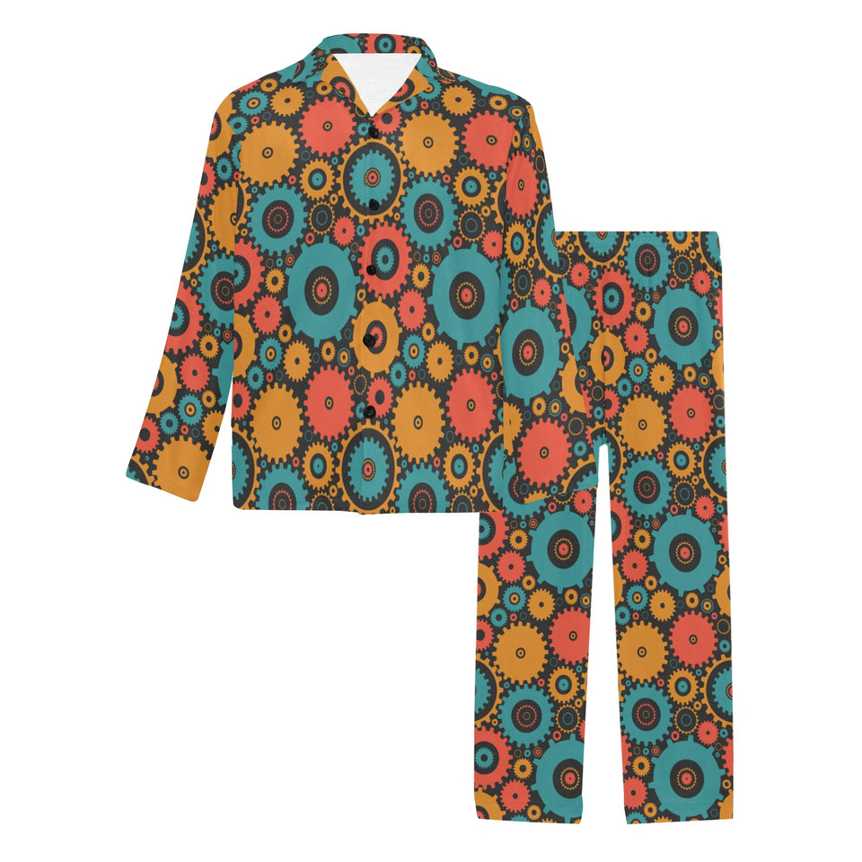 Gear Pattern Print Design 01 Men's Long Pajama Set