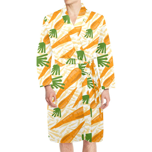 Carrot Pattern Print Design 01 Men's Long Sleeve Belted Night Robe