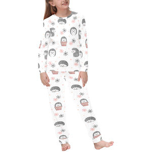 Hedgehog Pattern Print Design 02 Kids' Boys' Girls' All Over Print Pajama Set