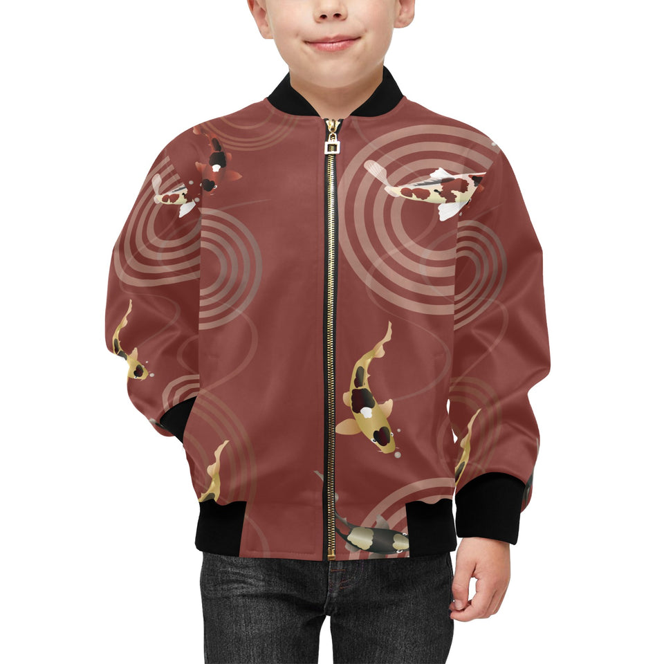 Koi Fish Carp Fish red background Kids' Boys' Girls' Bomber Jacket