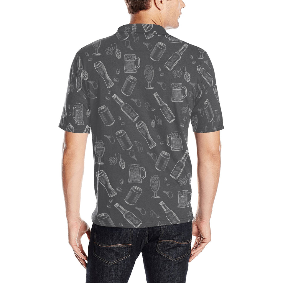 Beer hand drawn pattern Men's All Over Print Polo Shirt