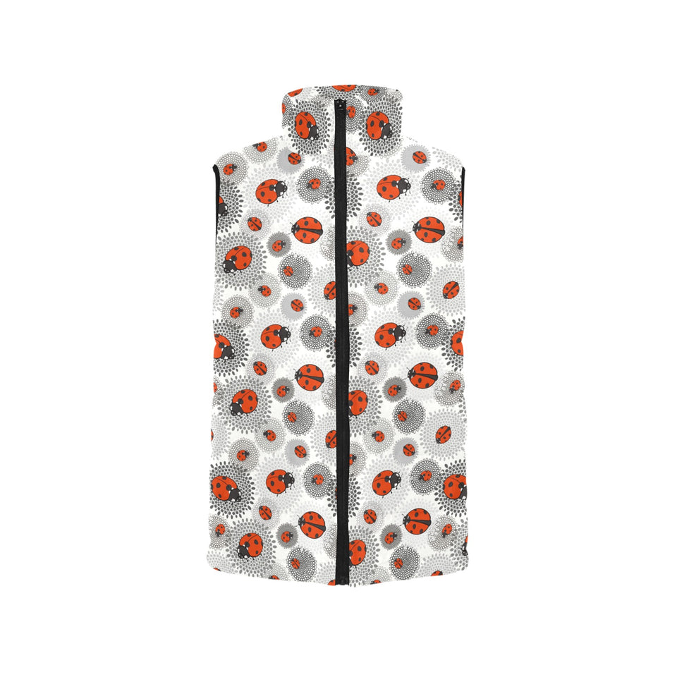 Ladybug Pattern Print Design 05 Women's Padded Vest