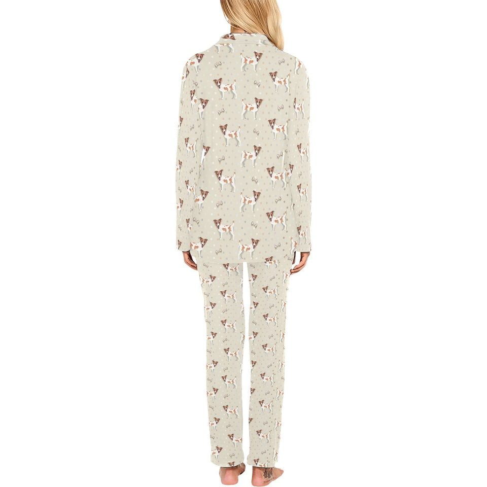 Jack Russel Pattern Print Design 02 Women's Long Pajama Set