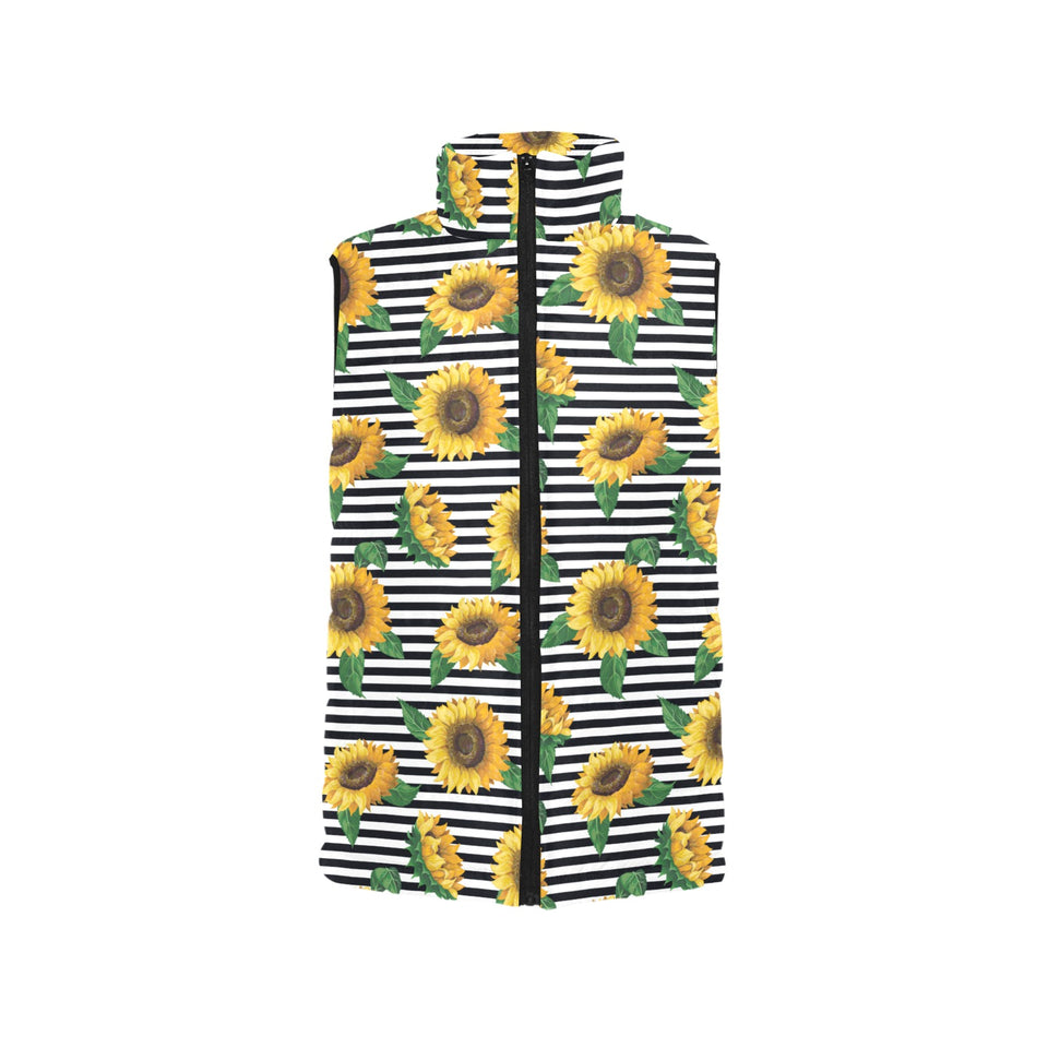 sunflowers ribbon background Women's Padded Vest