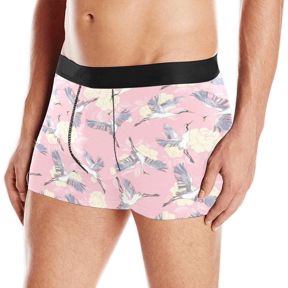 Japanese crane rose pattern Men's All Over Print Boxer Briefs Men's Underwear