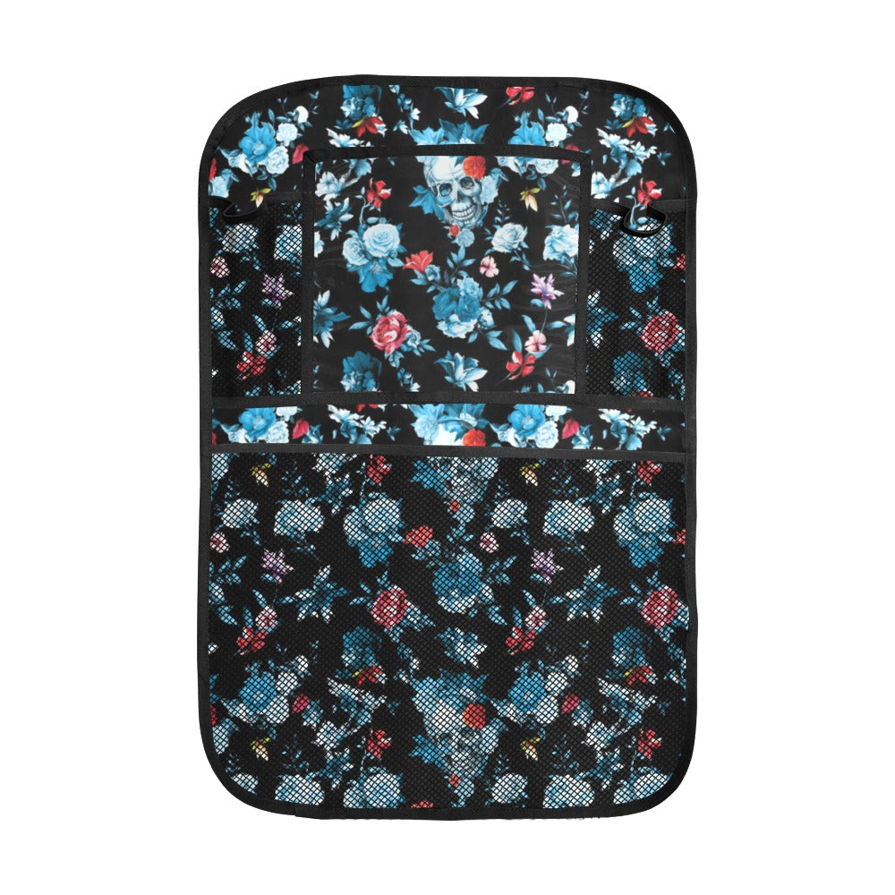 Skull flower roses leave pattern Car Seat Back Organizer