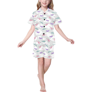 Helicopter plane pattern Kids' Boys' Girls' V-Neck Short Pajama Set