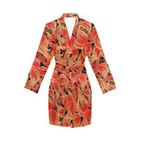 Fire flame pattern Women's Long Sleeve Belted Night Robe