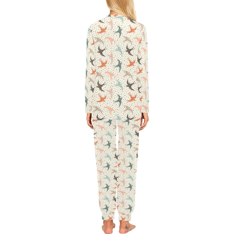 Swallow Pattern Print Design 02 Women's All Over Print Pajama Set