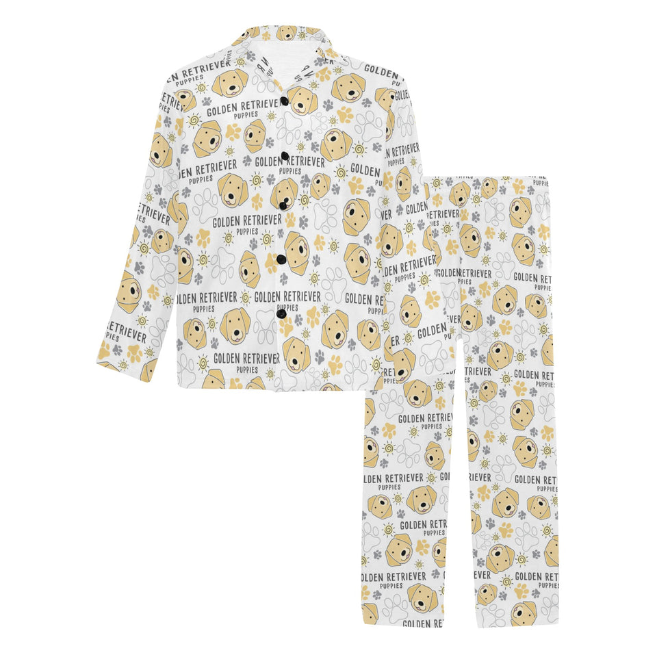 Golden Retriever Pattern Print Design 04 Men's Long Pajama Set