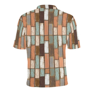 Wood Printed Pattern Print Design 02 Men's All Over Print Polo Shirt