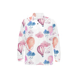Watercolor air balloon cloud pattern Men's Long Sleeve Polo Shirt