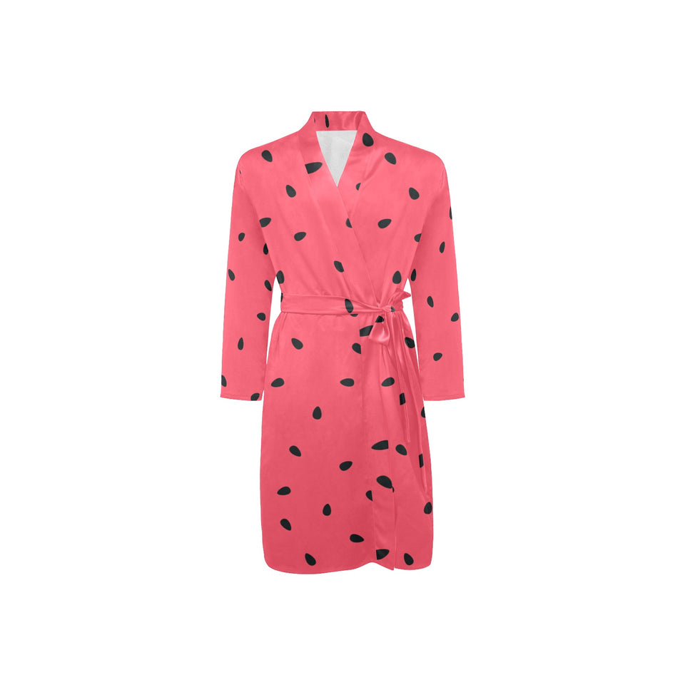 watermelon texture background Men's Long Sleeve Belted Night Robe