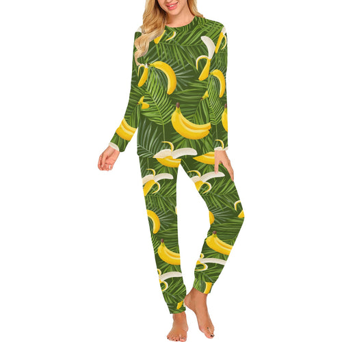 Banana Palm Leaves pattern Women's All Over Print Pajama Set