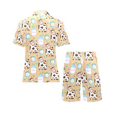 Cow bottle of milk pattern Men's V-Neck Short Pajama Set