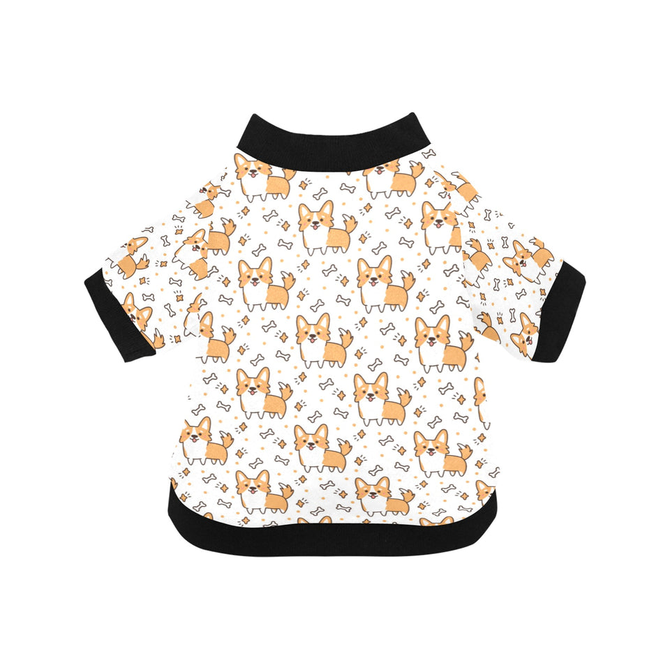 Cute corgi heart star bone pattern All Over Print Pet Dog Round Neck Fuzzy Shirt