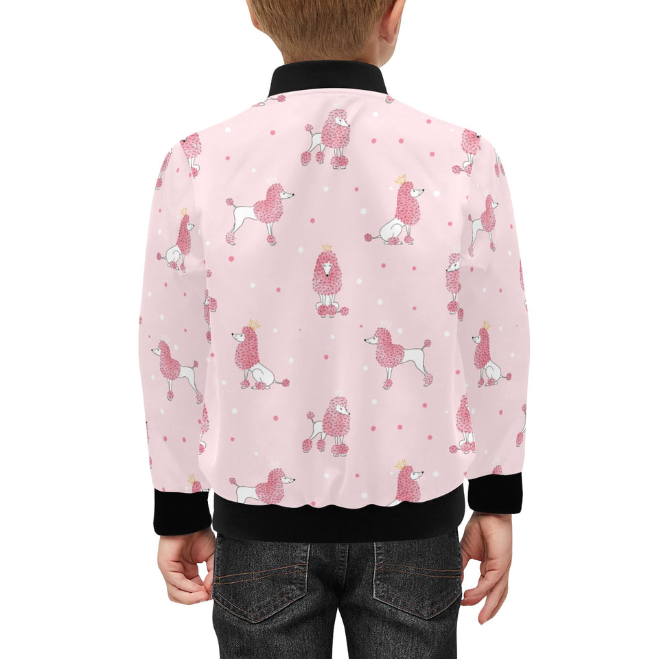 Poodle dog pink color theme Kids' Boys' Girls' Bomber Jacket
