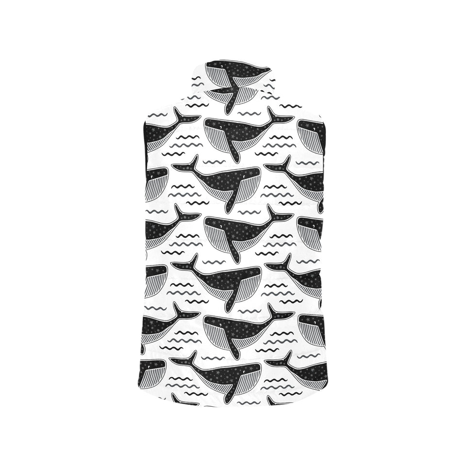 Black whale pattern Women's Padded Vest