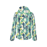 Toucan tropical leaves design pattern Women's Padded Hooded Jacket