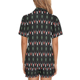 Deer Christmas new year pattern argyle Women's V-Neck Short Pajama Set