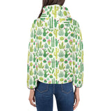 Cactus pattern copy Women's Padded Hooded Jacket