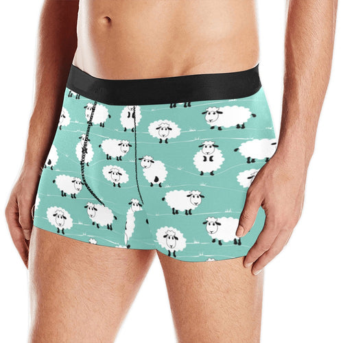 Cute sheep green background Men's All Over Print Boxer Briefs Men's Underwear