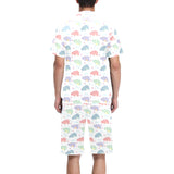Hippopotamus Pattern Print Design 03 Men's V-Neck Short Pajama Set