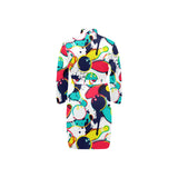 watercolor bowling ball pins Men's Long Sleeve Belted Night Robe