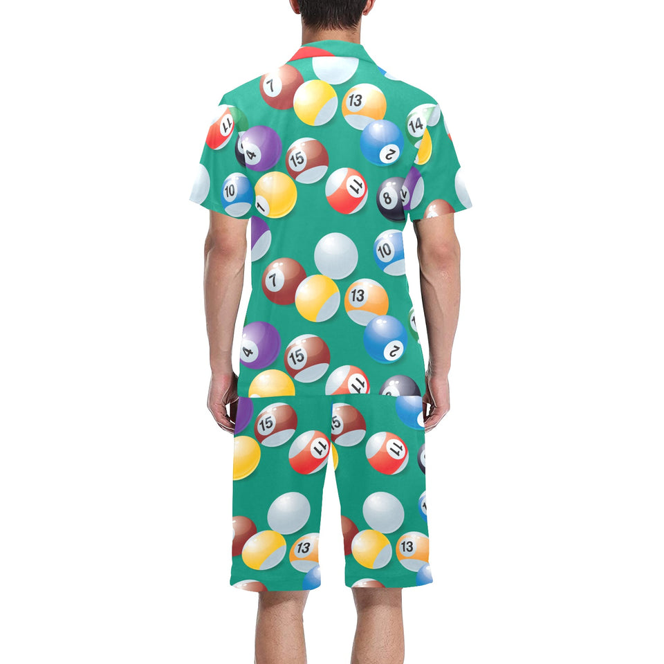 Billiard Ball Pattern Print Design 01 Men's V-Neck Short Pajama Set