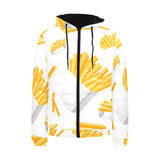 French fries white paper box pattern Men's Padded Hooded Jacket
