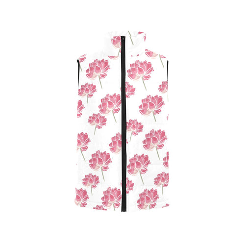 Pink lotus waterlily pattern Men's Padded Vest