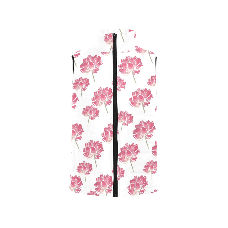 Pink lotus waterlily pattern Men's Padded Vest