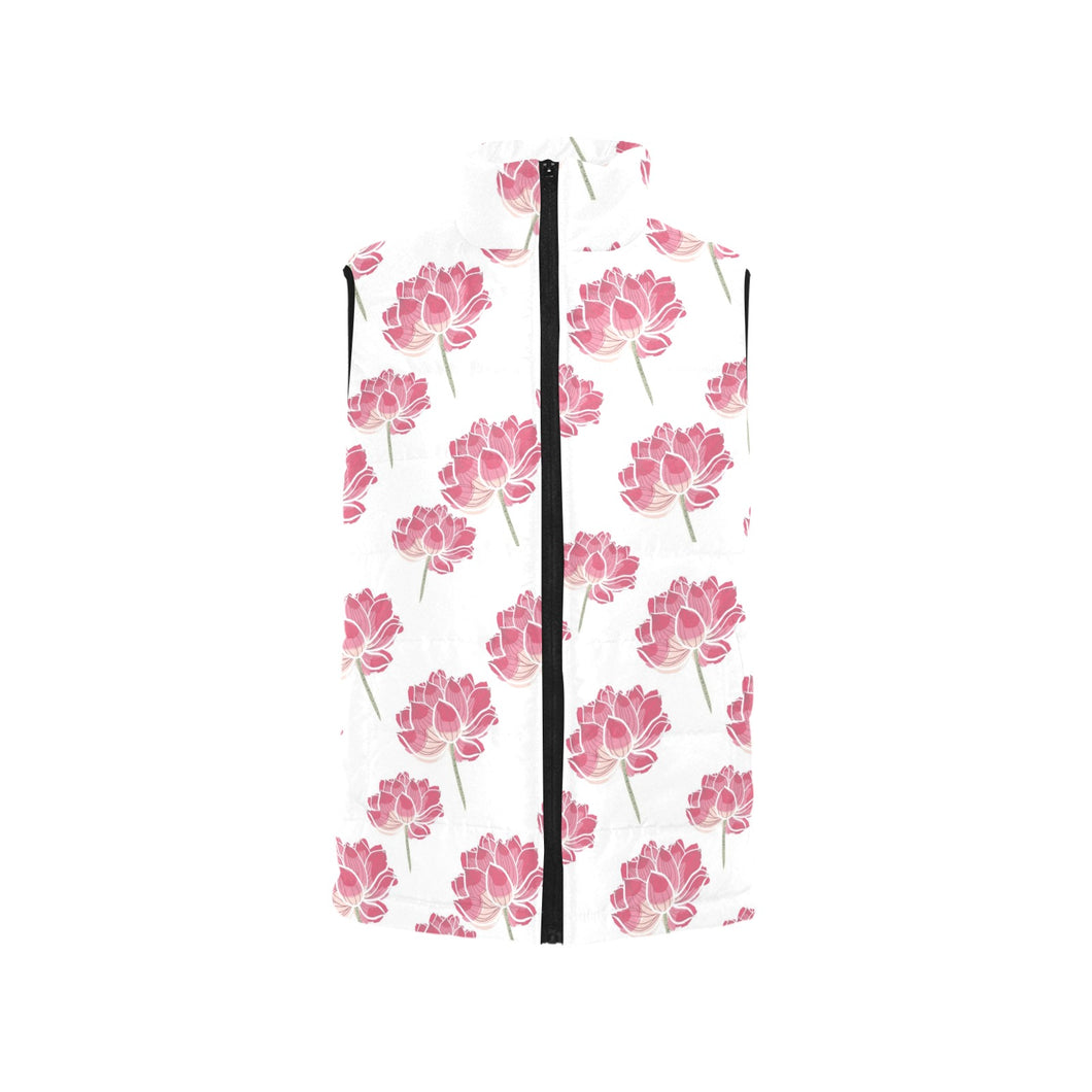 Pink lotus waterlily pattern Men's Padded Vest