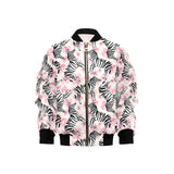Zebra pink flower background Kids' Boys' Girls' Bomber Jacket