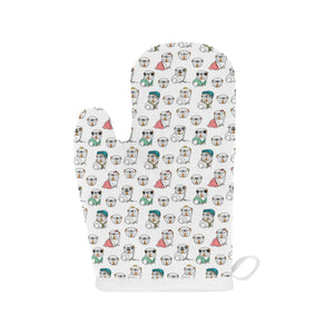 English Bulldog Pattern Print Design 03 Heat Resistant Oven Mitts