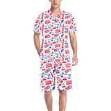 British Pattern Print Design 01 Men's V-Neck Short Pajama Set