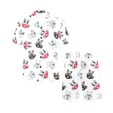 French bulldog cup paw pattern Men's V-Neck Short Pajama Set