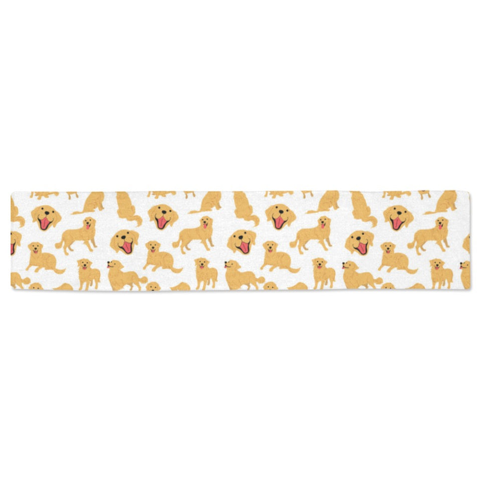 Golden Retriever Pattern Print Design 05 Table Runner