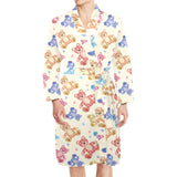 Teddy Bear Pattern Print Design 05 Men's Long Sleeve Belted Night Robe