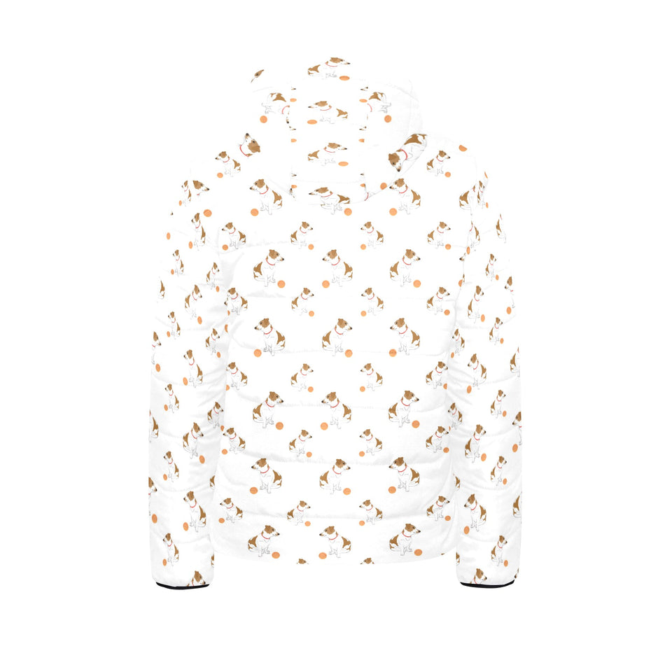 Jack Russel Pattern Print Design 05 Kids' Boys' Girls' Padded Hooded Jacket