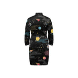 space pattern Men's Long Sleeve Belted Night Robe