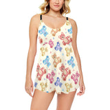 Teddy Bear Pattern Print Design 05 Chest Sexy Pleated Two Piece Swim Dress