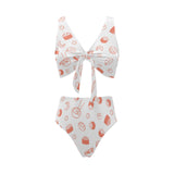 Sushi pattern Chest Bowknot High Waisted Bikini Swimsuit