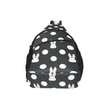Cute white rabbit polka dots black background All Over Print Chest Bag