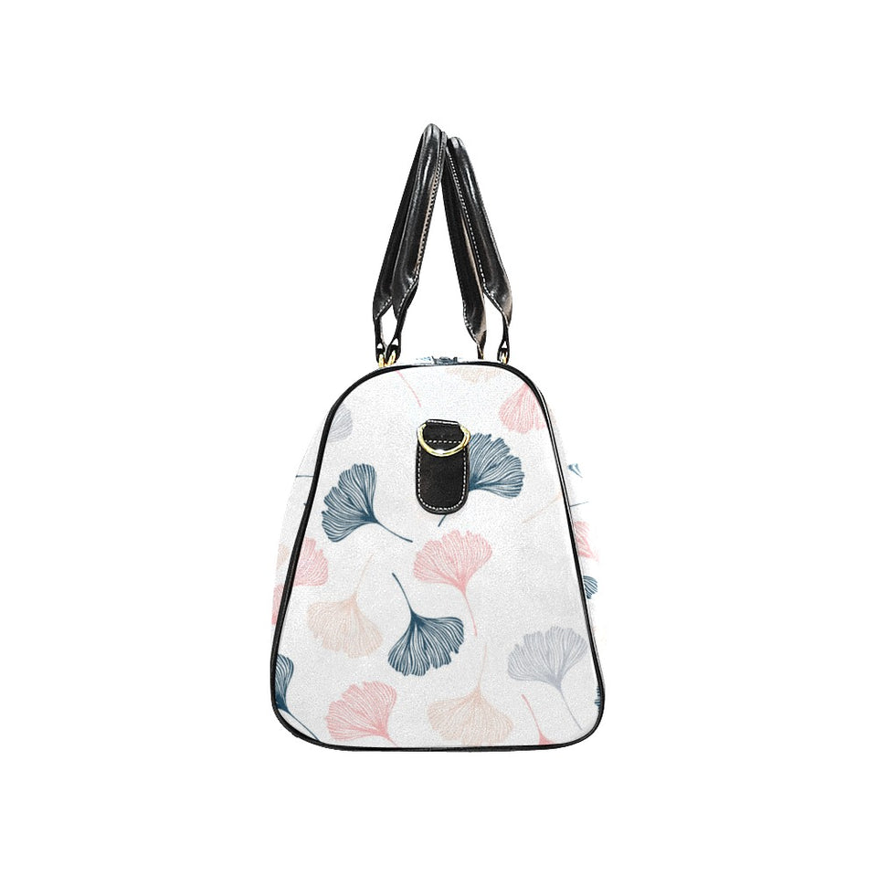 Black Gray Cream coral ginkgo leaves pattern Travel Bag