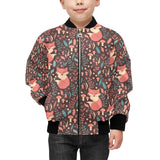 fox leaves mushroom pattern Kids' Boys' Girls' Bomber Jacket