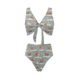Beautiful deers Winter Christmas Chest Bowknot High Waisted Bikini Swimsuit