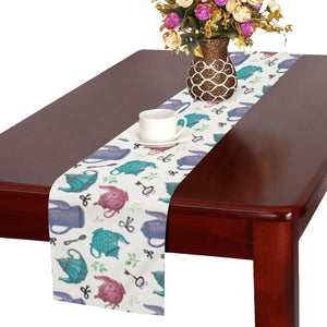 Tea pots Pattern Print Design 05 Table Runner