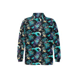 Dragon sea wave pattern Men's Long Sleeve Polo Shirt