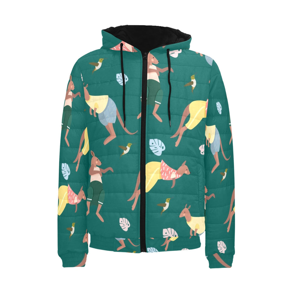 Kangaroo leaves pattern Men's Padded Hooded Jacket